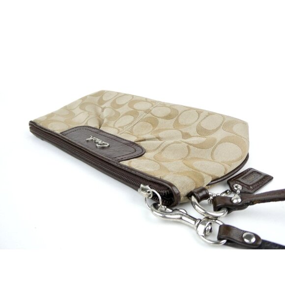 Coach Signature Khaki Brown Ashley Wristlet - Picture 3 of 12